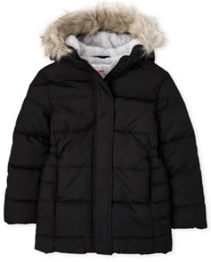 Used Girls Long Puffer padded and hooded Jacket – black Color, winter is here